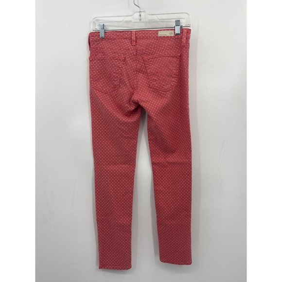 AG Adriano Goldschmied Size 26R Red Polka Dot Stevie Ankle Slim Straight Leg Jea - Picture 2 of 6